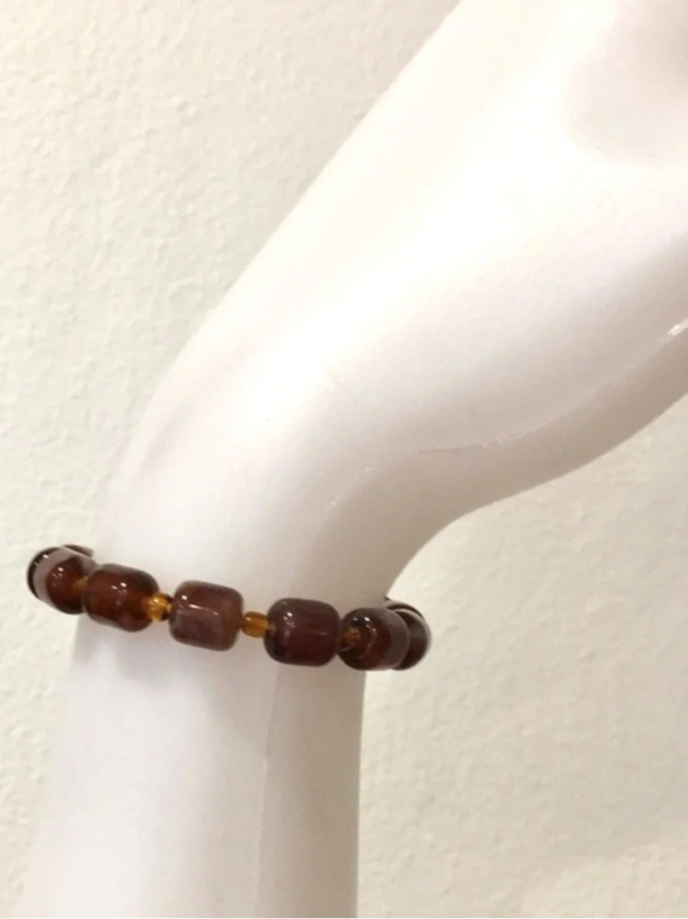 Chocolate Brown glass beads stretchy bracelet